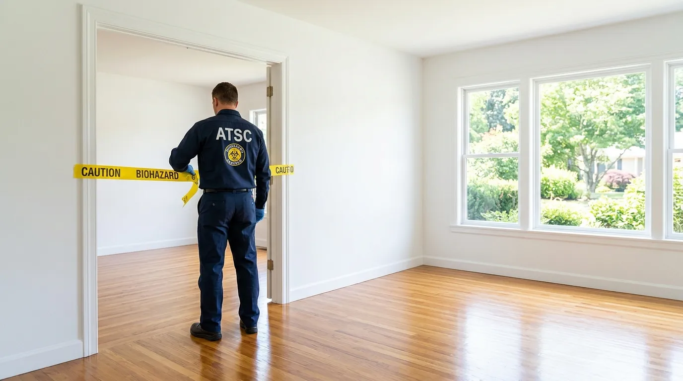 Certified biohazard cleanup crew performing Trauma Scene Cleanup in Viola